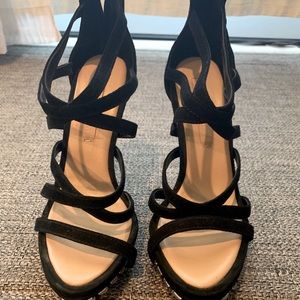 BCBGMaxAzria black suede studded heels